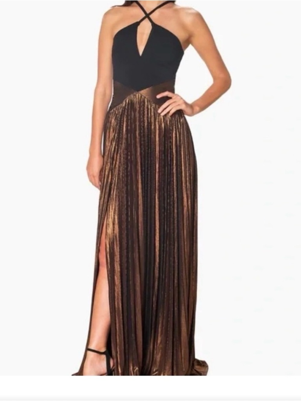 Dress the Population Black and Bronze Maxi Dress